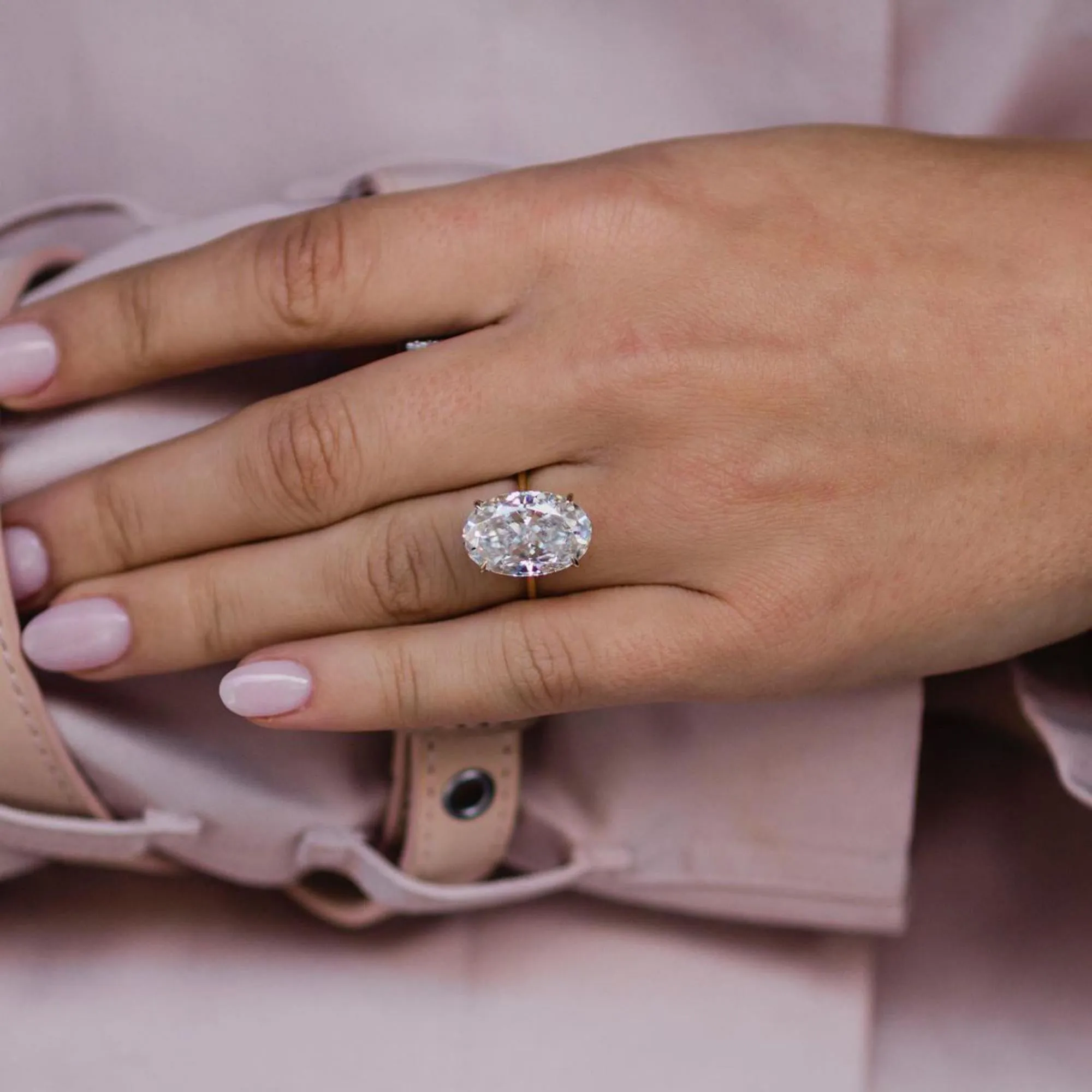 10 carat Hidden halo Oval cut engagement ring solitaire oval Moissanite ring