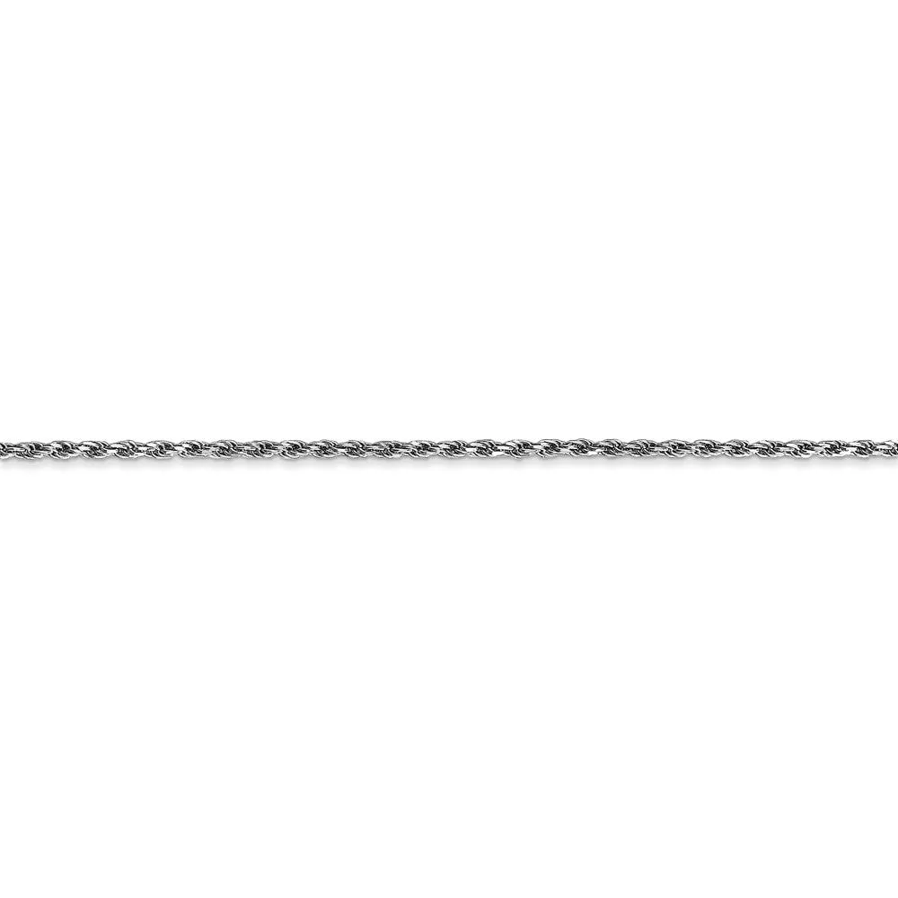 1.3mm, 10k White Gold Diamond Cut Solid Rope Chain Anklet or Bracelet