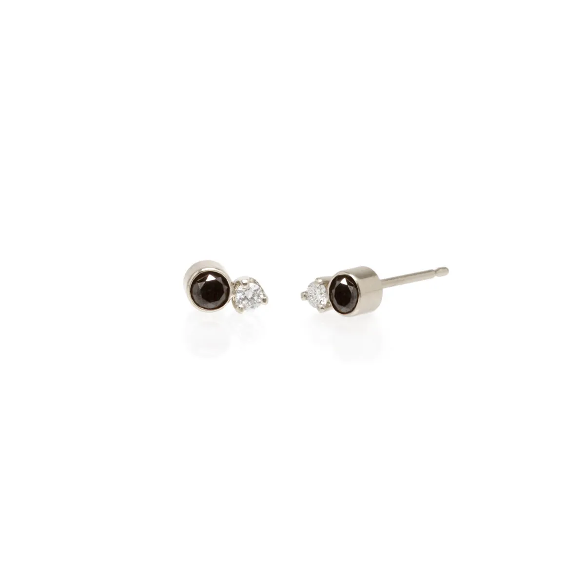 14k Mixed Black & White Diamond Studs