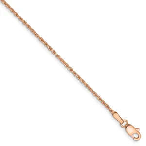 1.5mm, 14k Rose Gold, Diamond Cut Solid Rope Chain Anklet or Bracelet