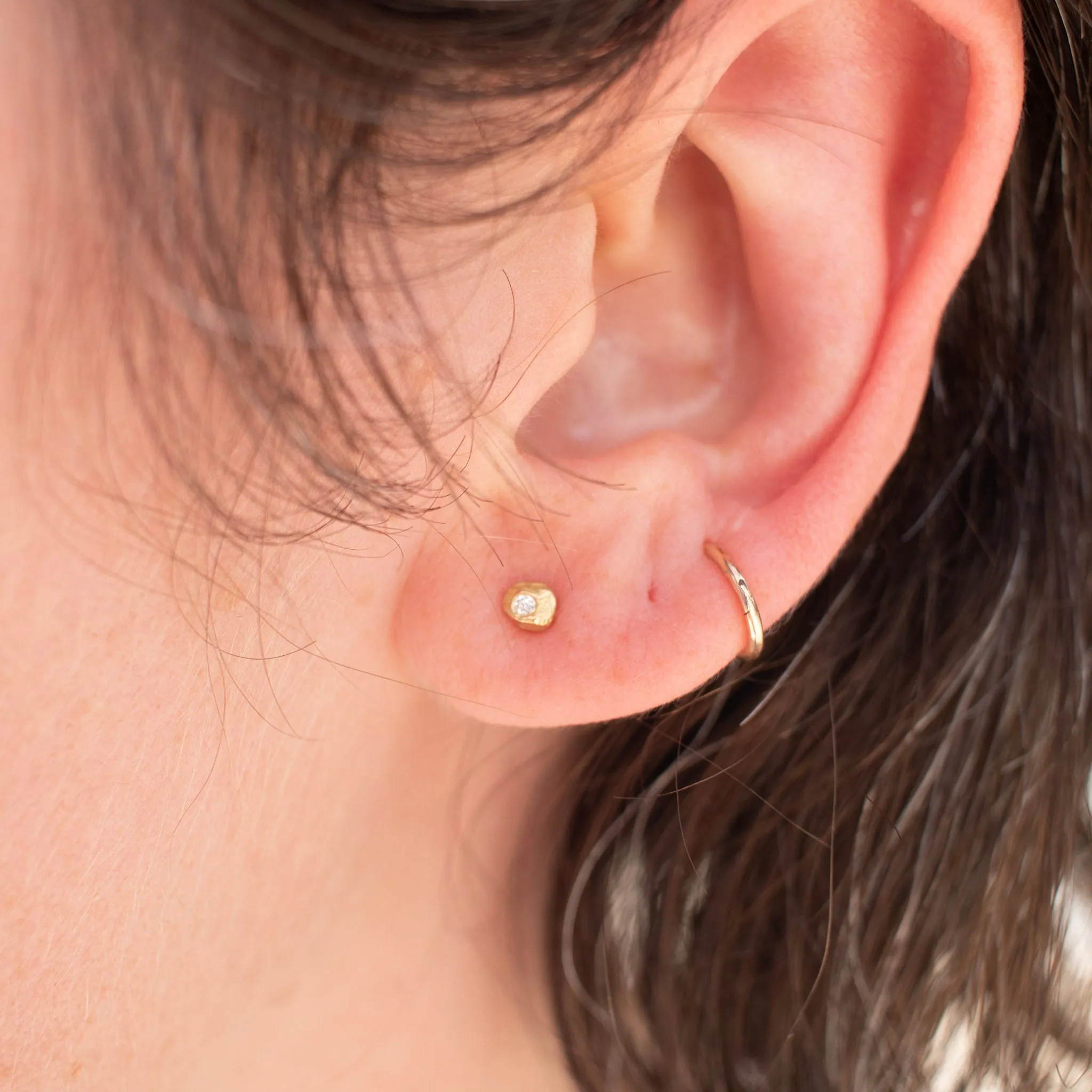 18K Diamond Dot Studs