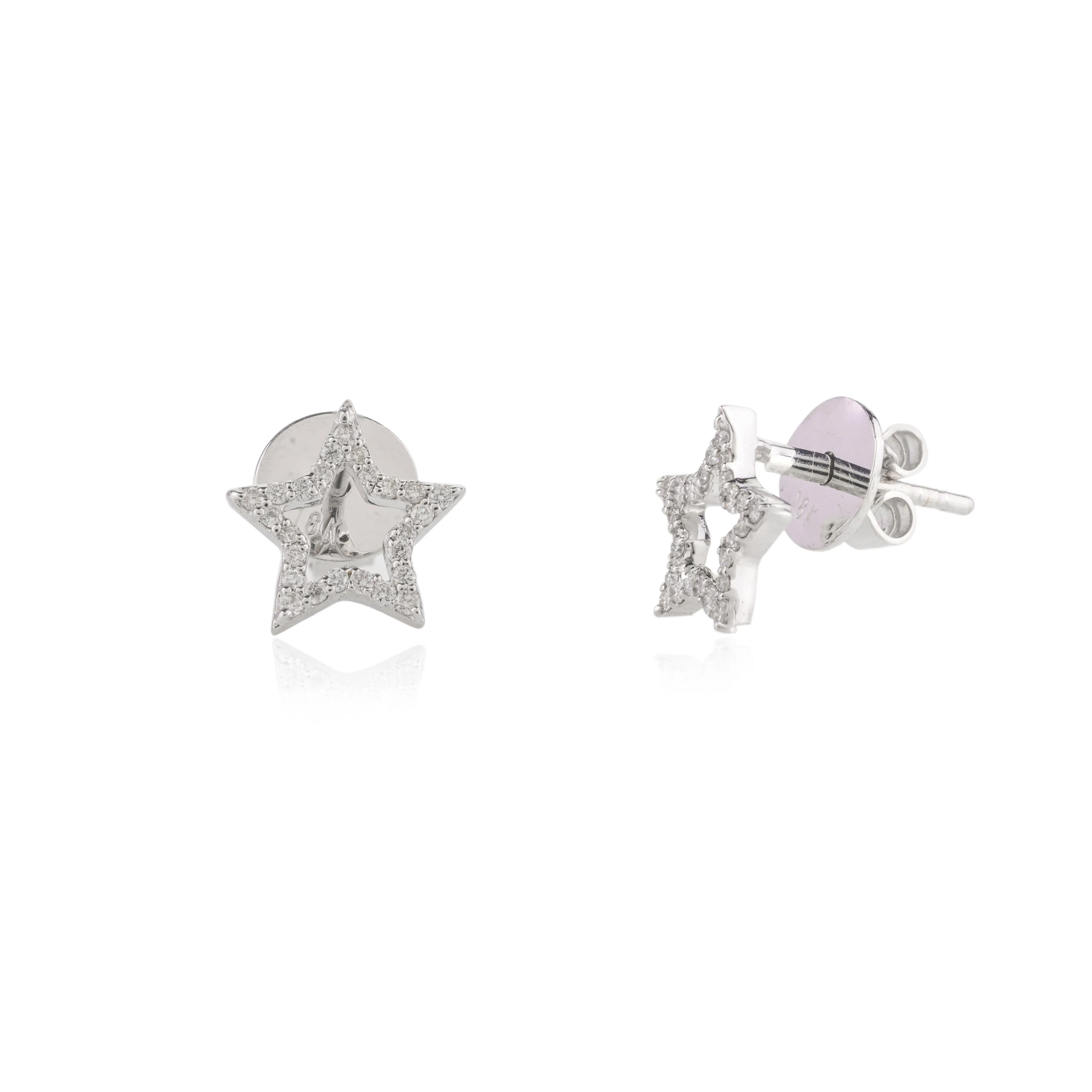 18k Gold Star Diamond Studs