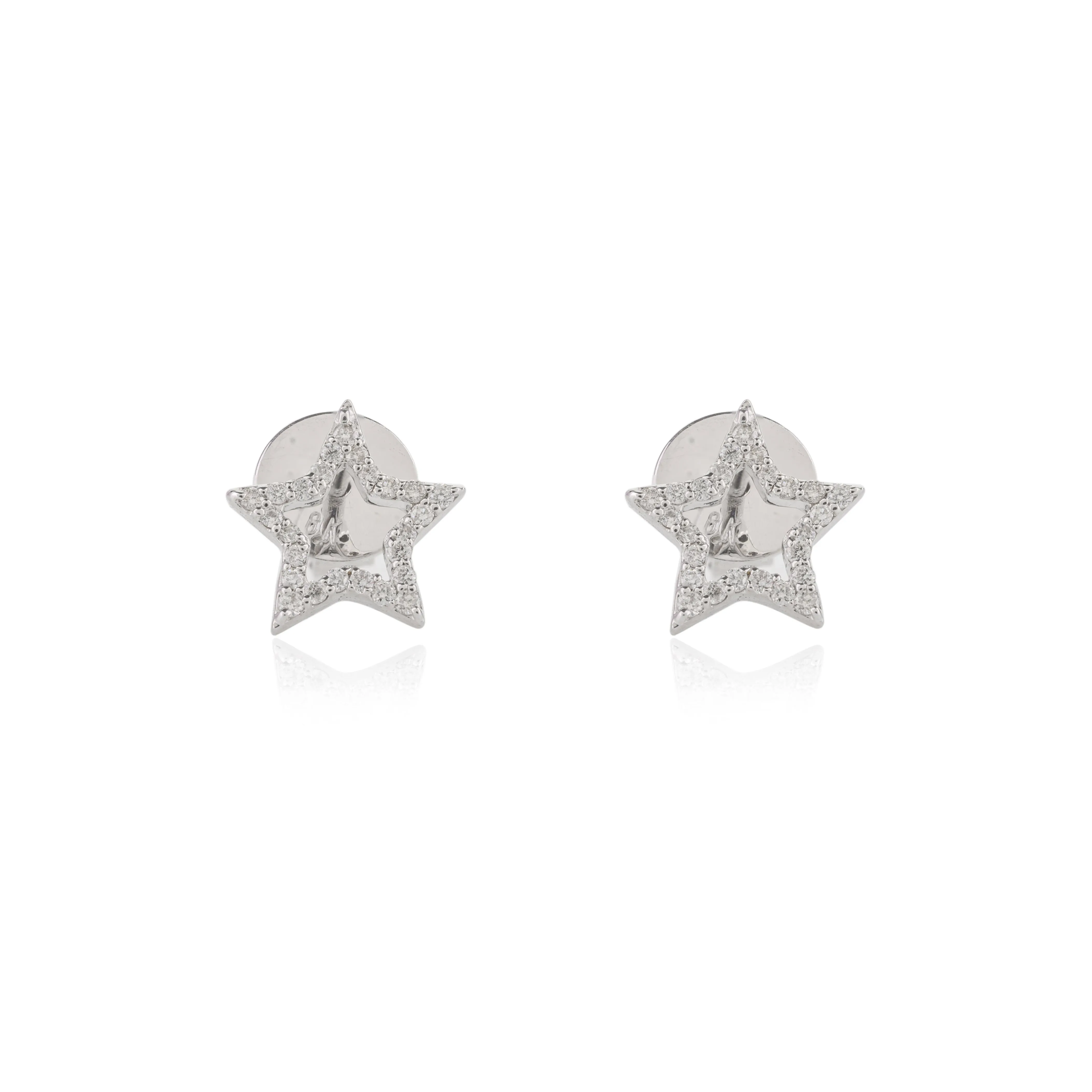 18k Gold Star Diamond Studs
