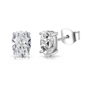 2 CTTW Sterling Silver Oval Cut Simulated Diamond Studs by Donatello Gian