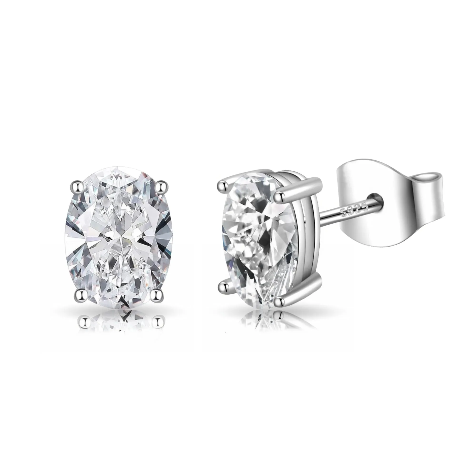 2 CTTW Sterling Silver Oval Cut Simulated Diamond Studs by Donatello Gian