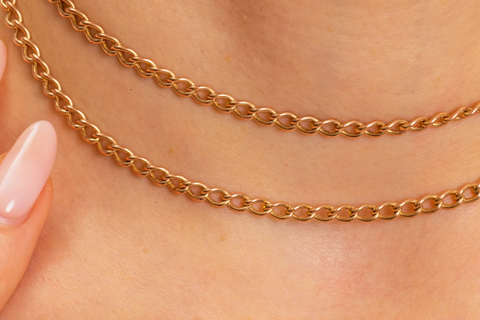 26.5" Antique 9ct Gold Curb Chain, 17.2g