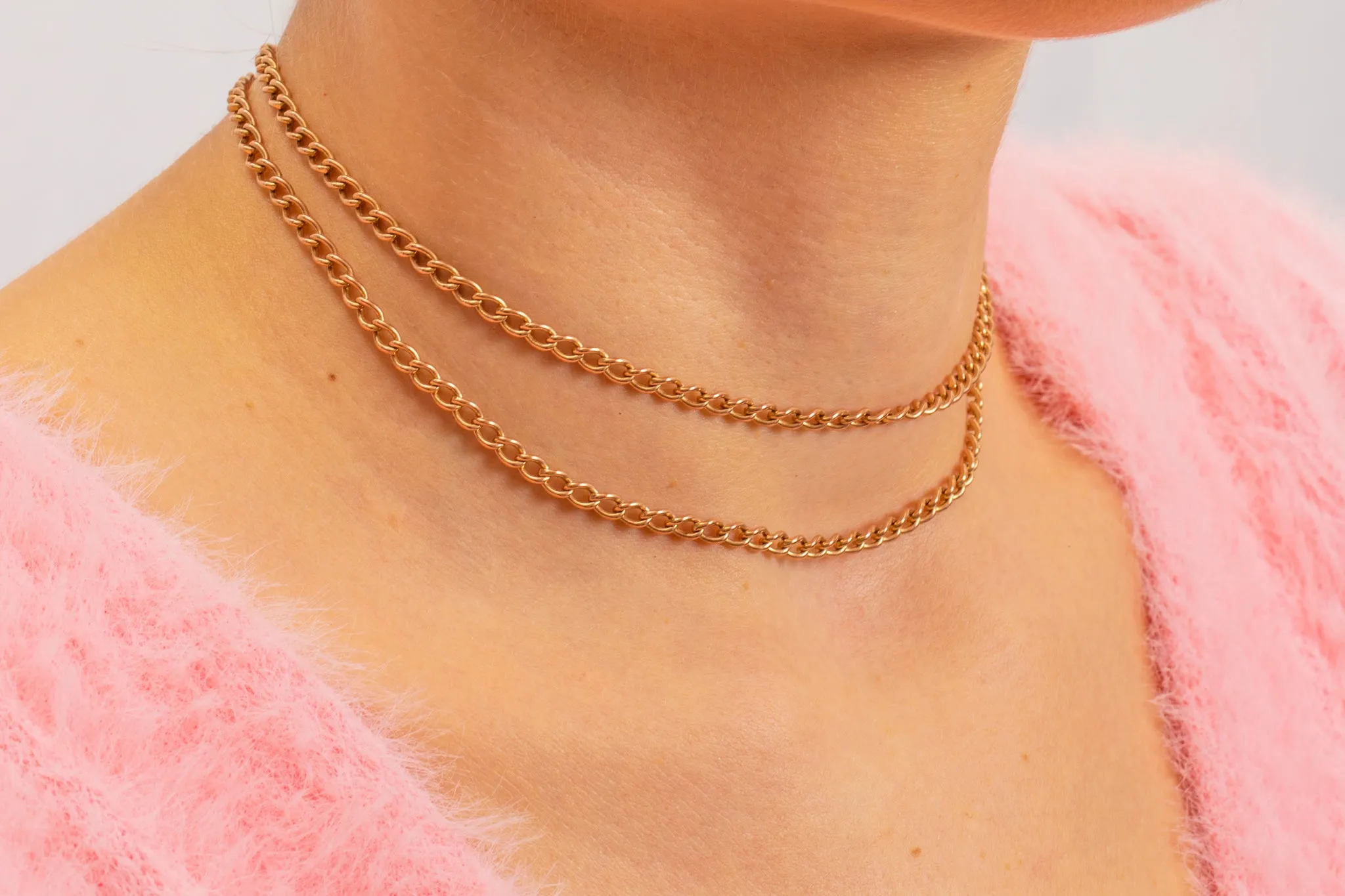 26.5" Antique 9ct Gold Curb Chain, 17.2g