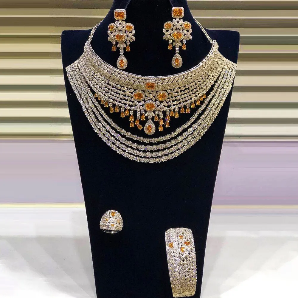 4PCS Luxury Big Chokers Jewelry Set