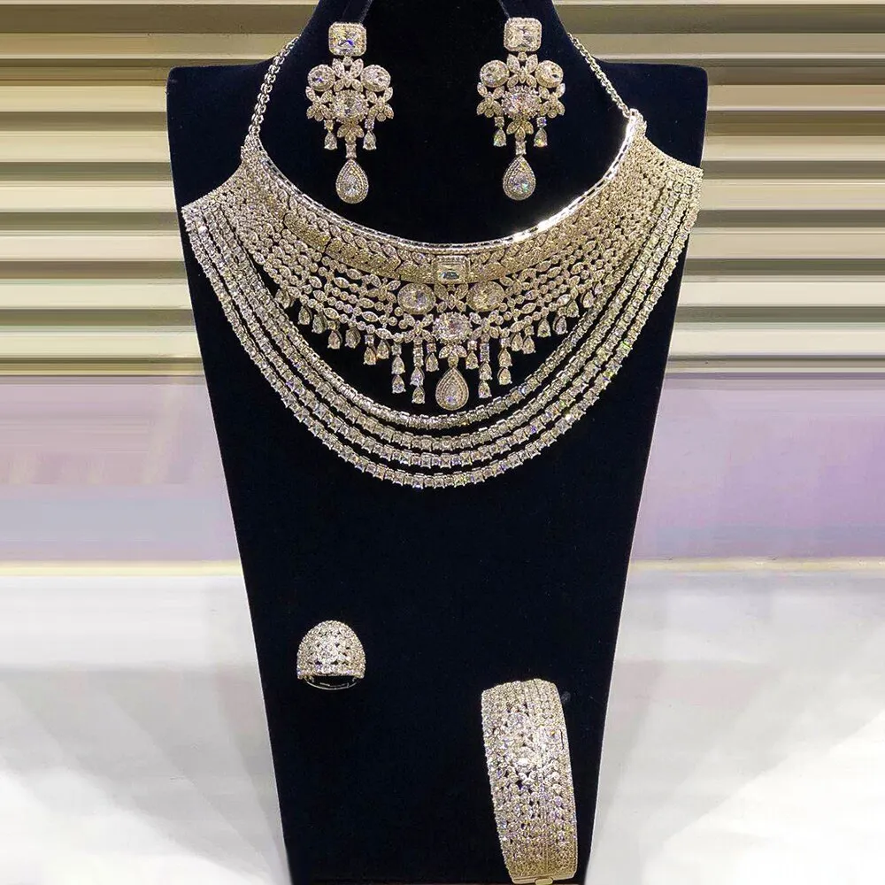 4PCS Luxury Big Chokers Jewelry Set
