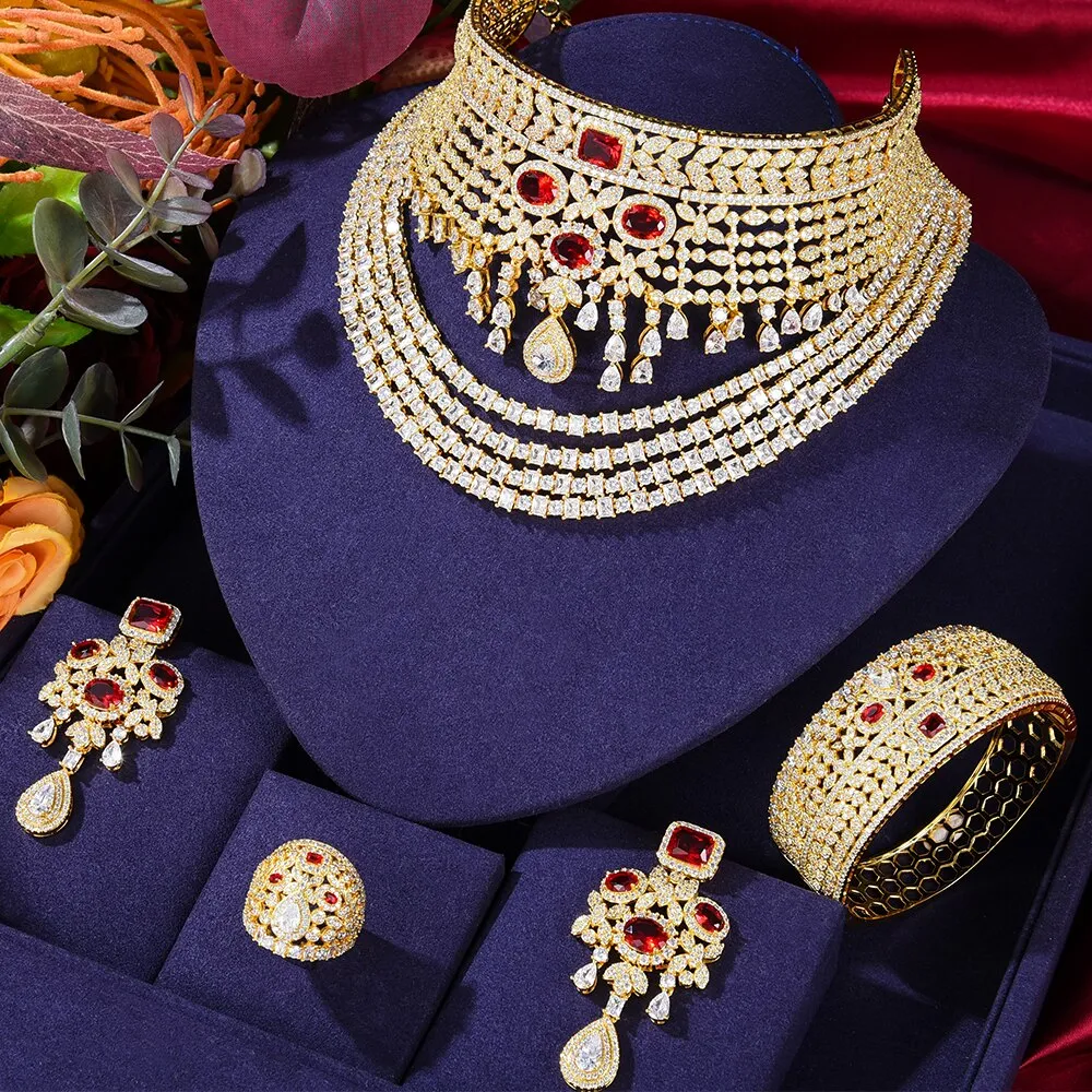4PCS Luxury Big Chokers Jewelry Set