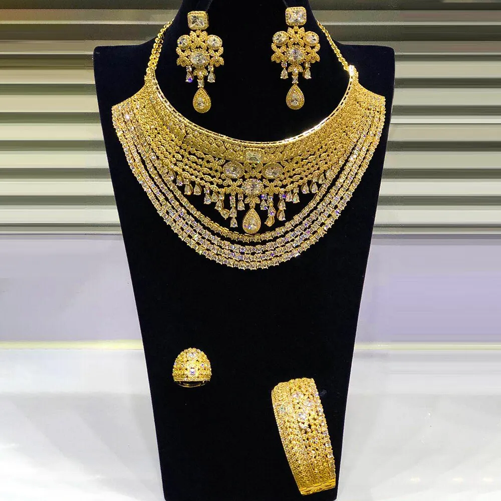 4PCS Luxury Big Chokers Jewelry Set