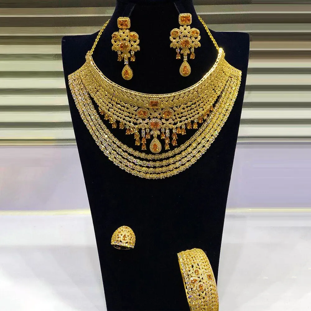 4PCS Luxury Big Chokers Jewelry Set