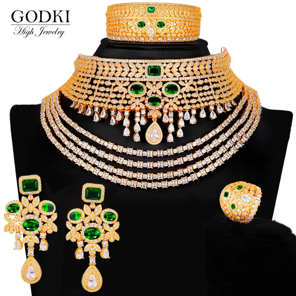 4PCS Luxury Big Chokers Jewelry Set