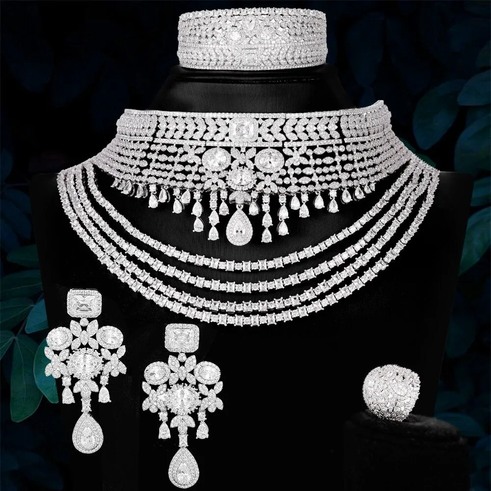 4PCS Luxury Big Chokers Jewelry Set