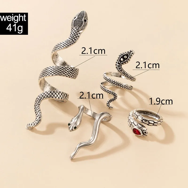 4pcs/set Bohe Snake Ring Sets