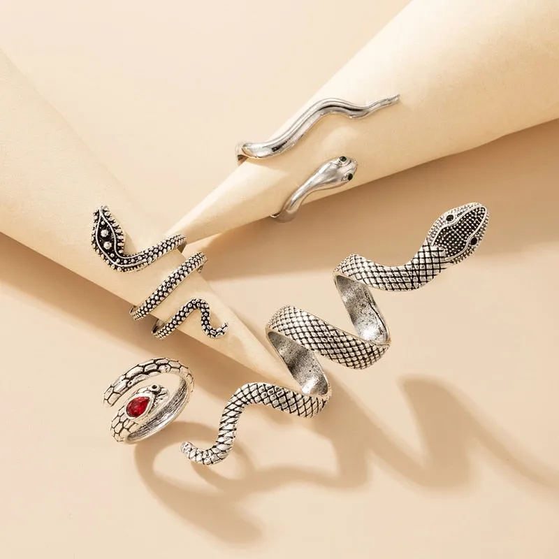 4pcs/set Bohe Snake Ring Sets