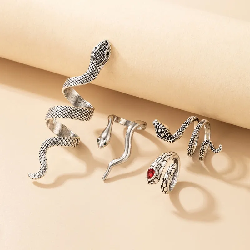 4pcs/set Bohe Snake Ring Sets