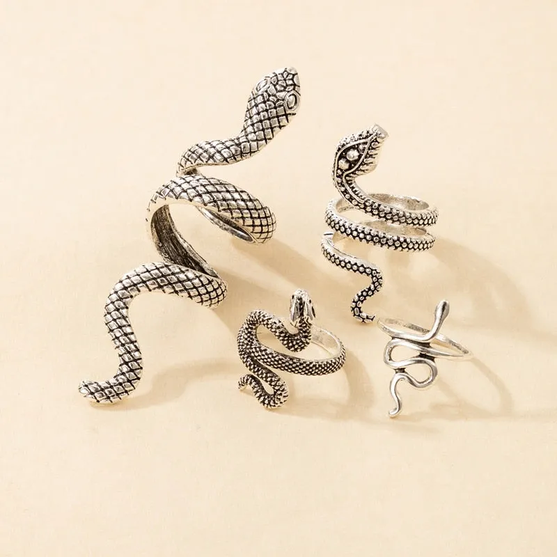 4pcs/set Bohe Snake Ring Sets