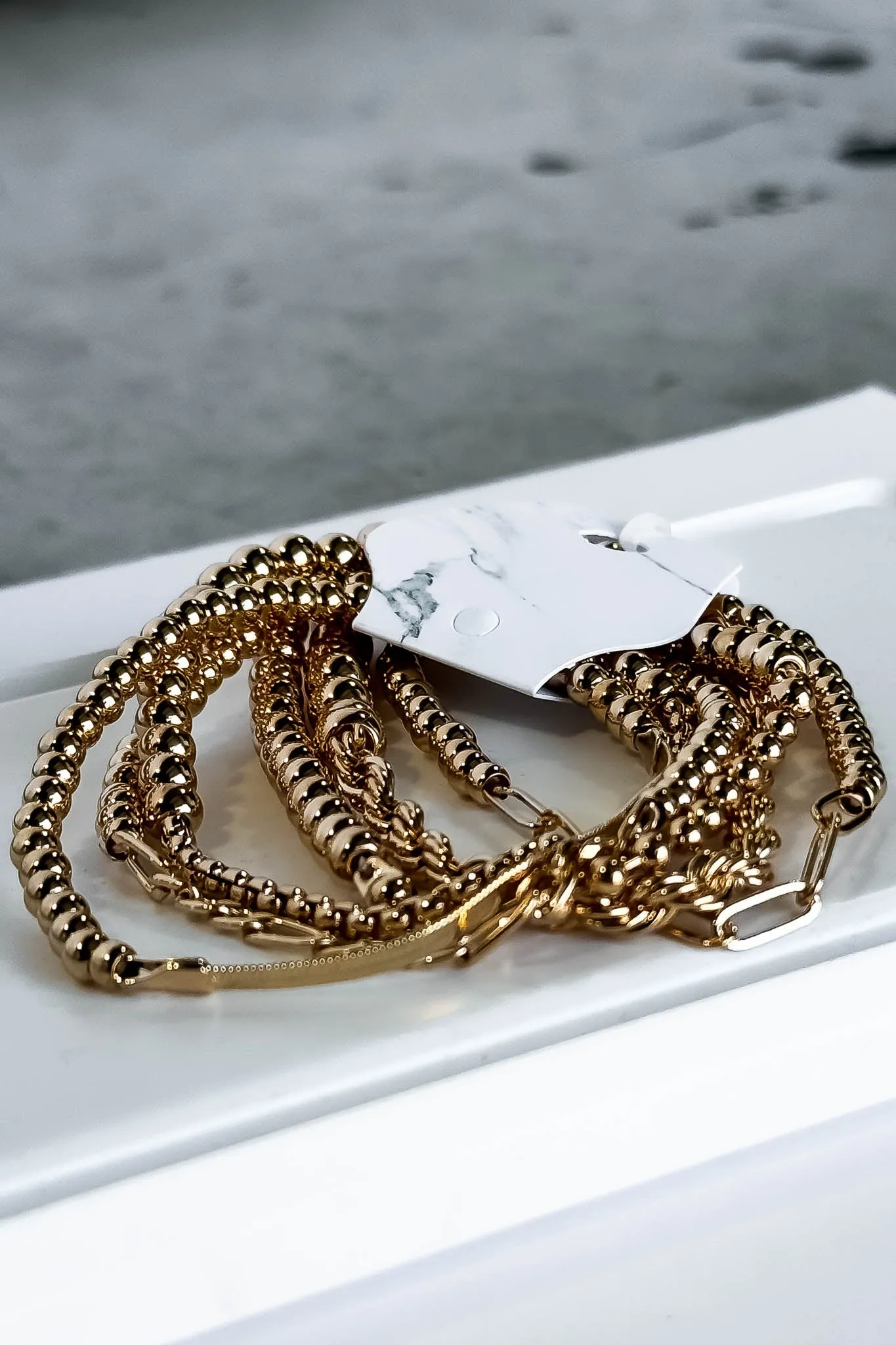 5 Chain Half Bead Stretch Bracelets