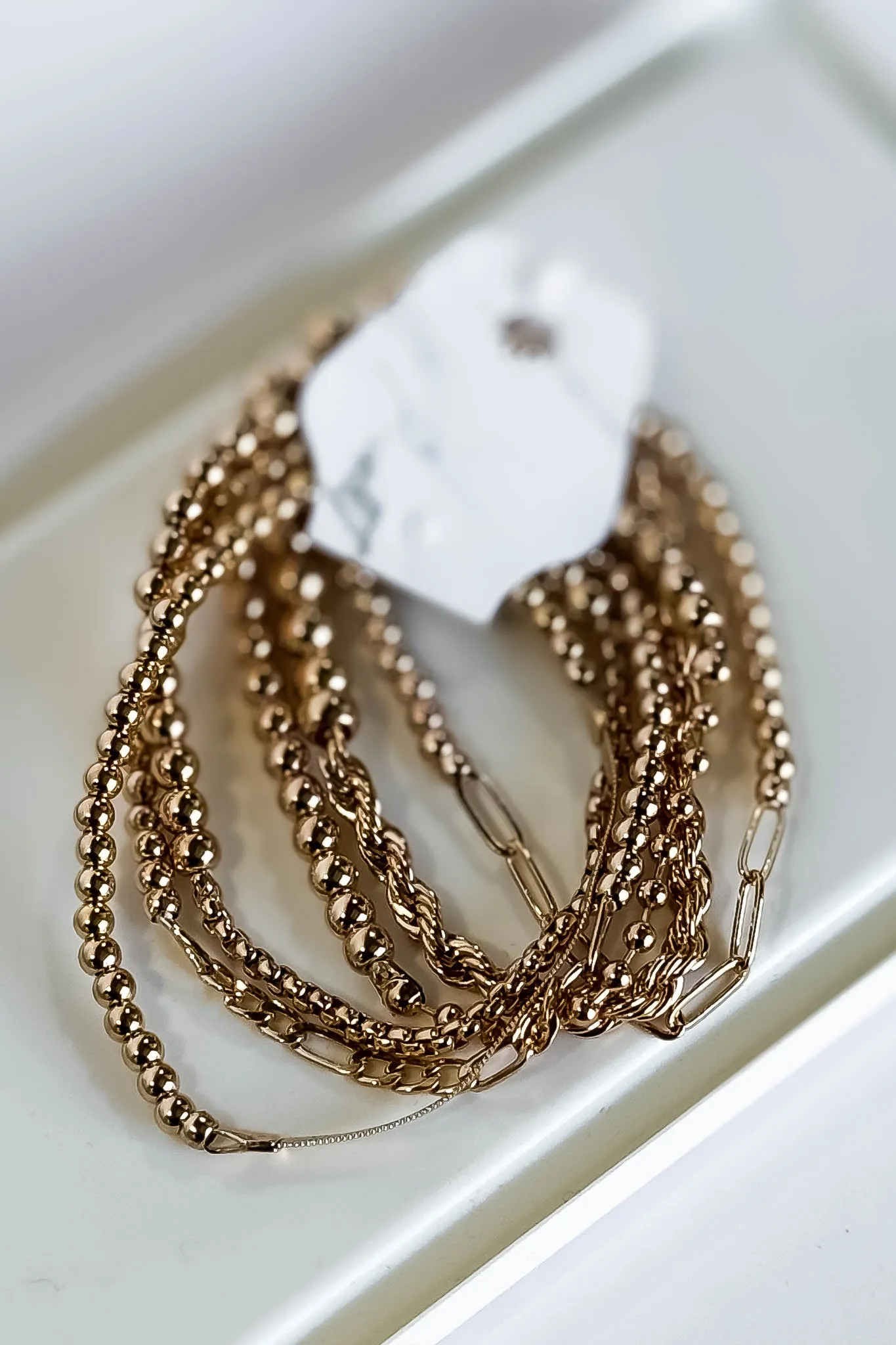 5 Chain Half Bead Stretch Bracelets