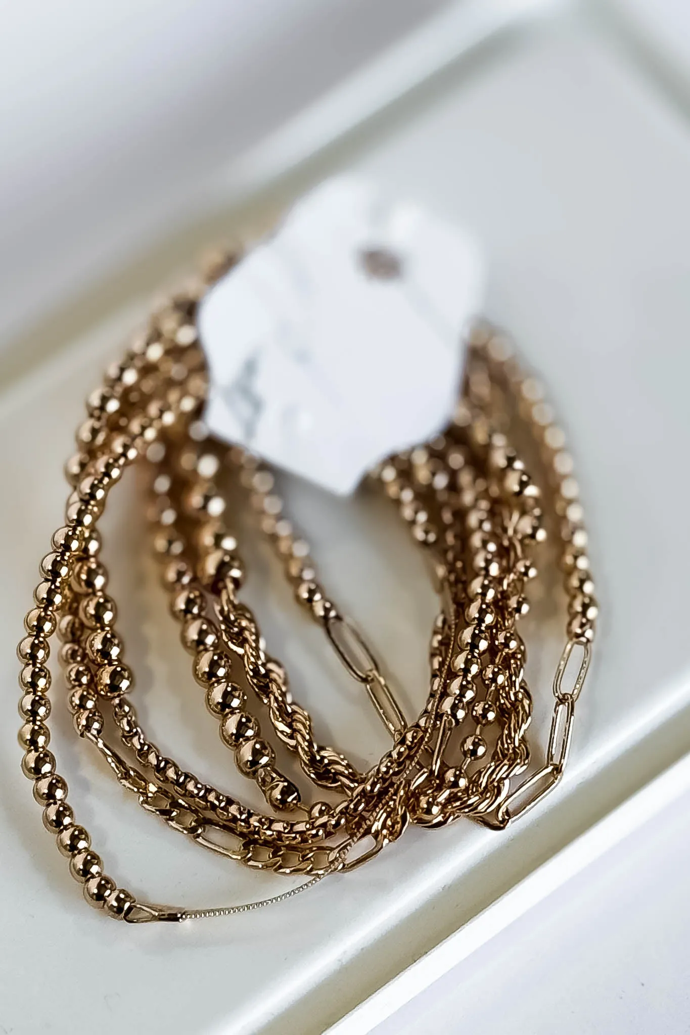 5 Chain Half Bead Stretch Bracelets