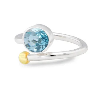 Adjustable Honeysuckle Ring in Silver Gold & gemstones