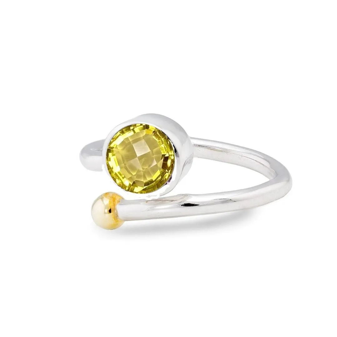 Adjustable Honeysuckle Ring in Silver Gold & gemstones