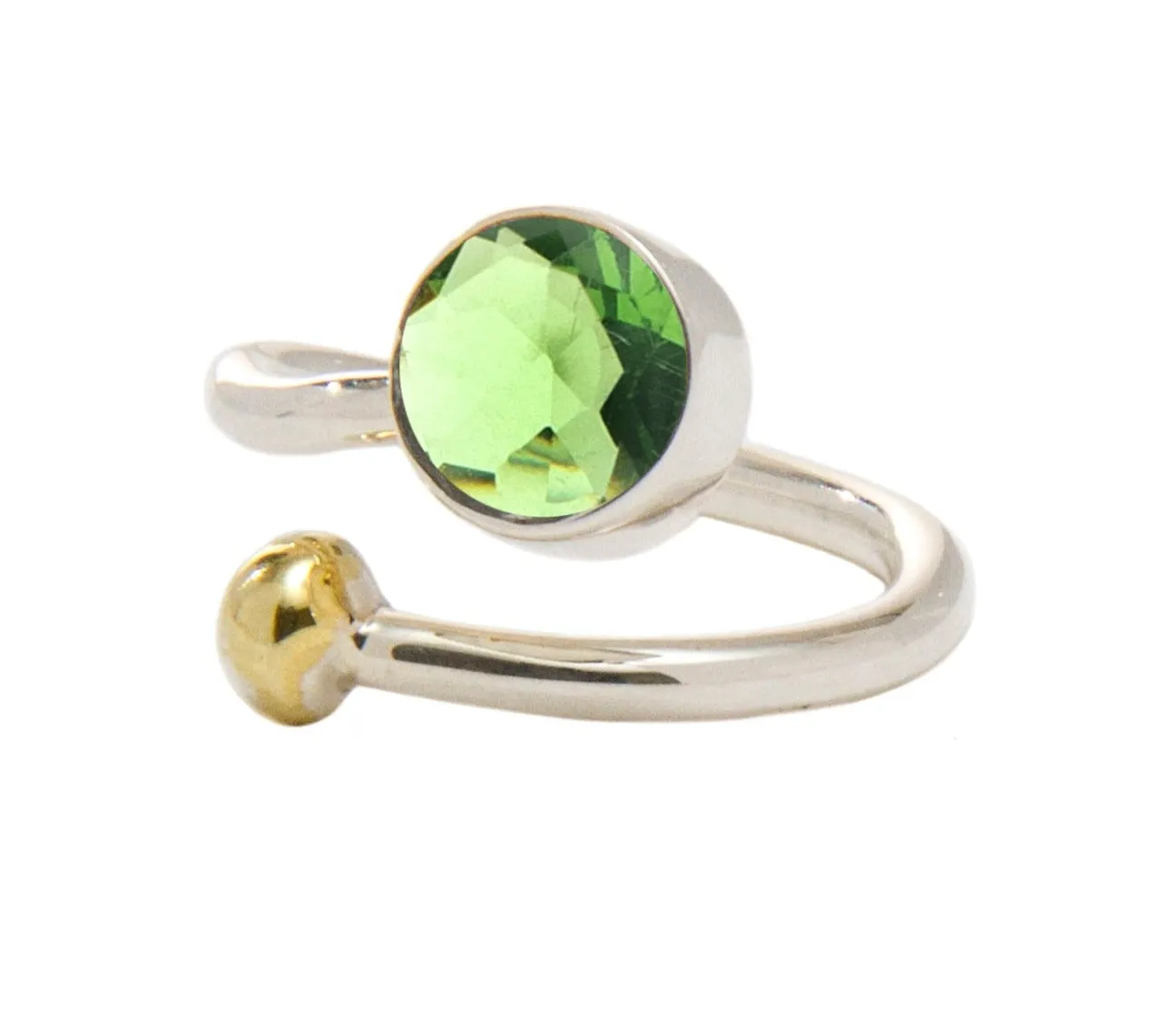 Adjustable Honeysuckle Ring in Silver Gold & gemstones