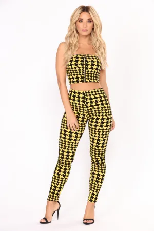 Alfie Houndstooth Pant Set - Yellow