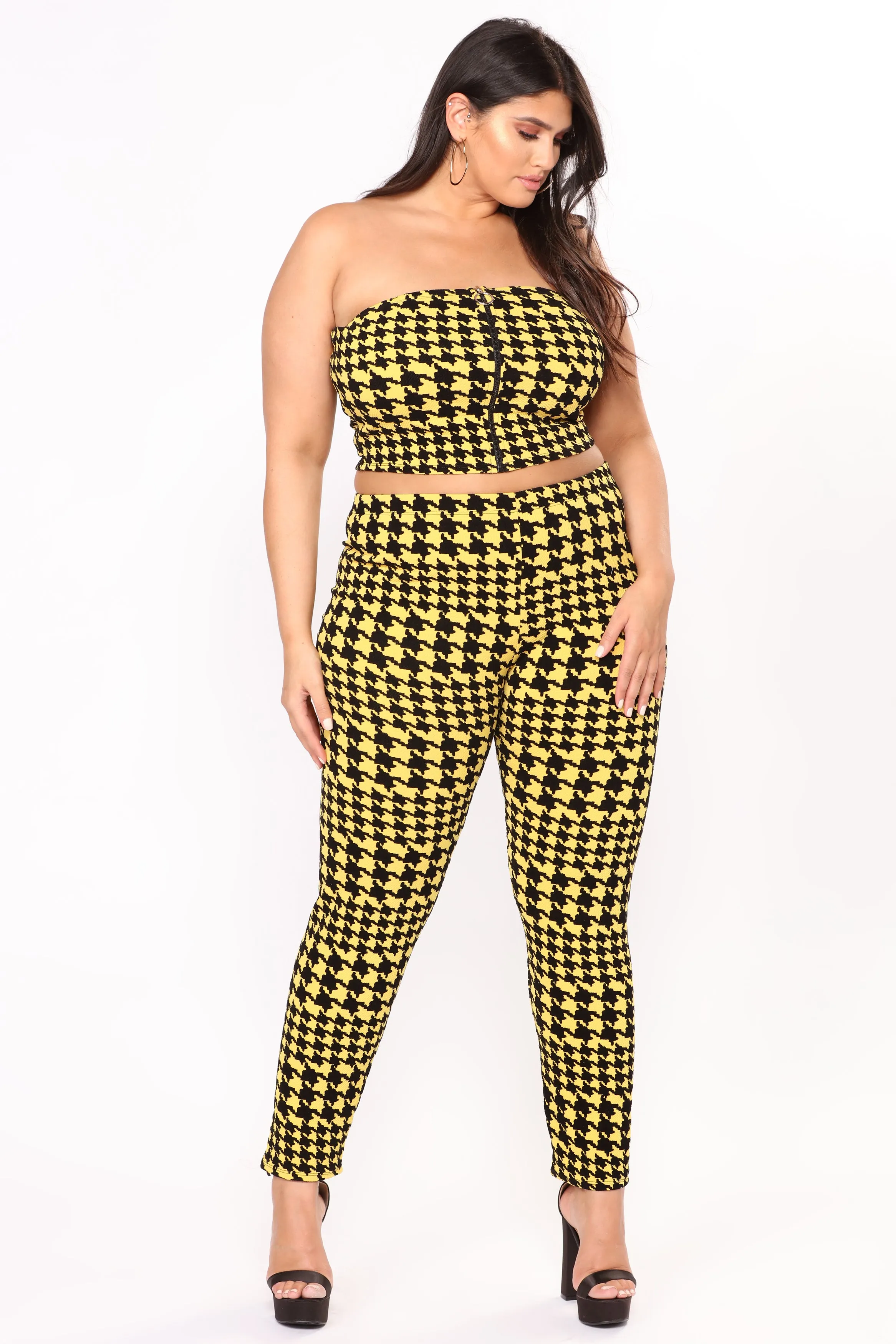 Alfie Houndstooth Pant Set - Yellow
