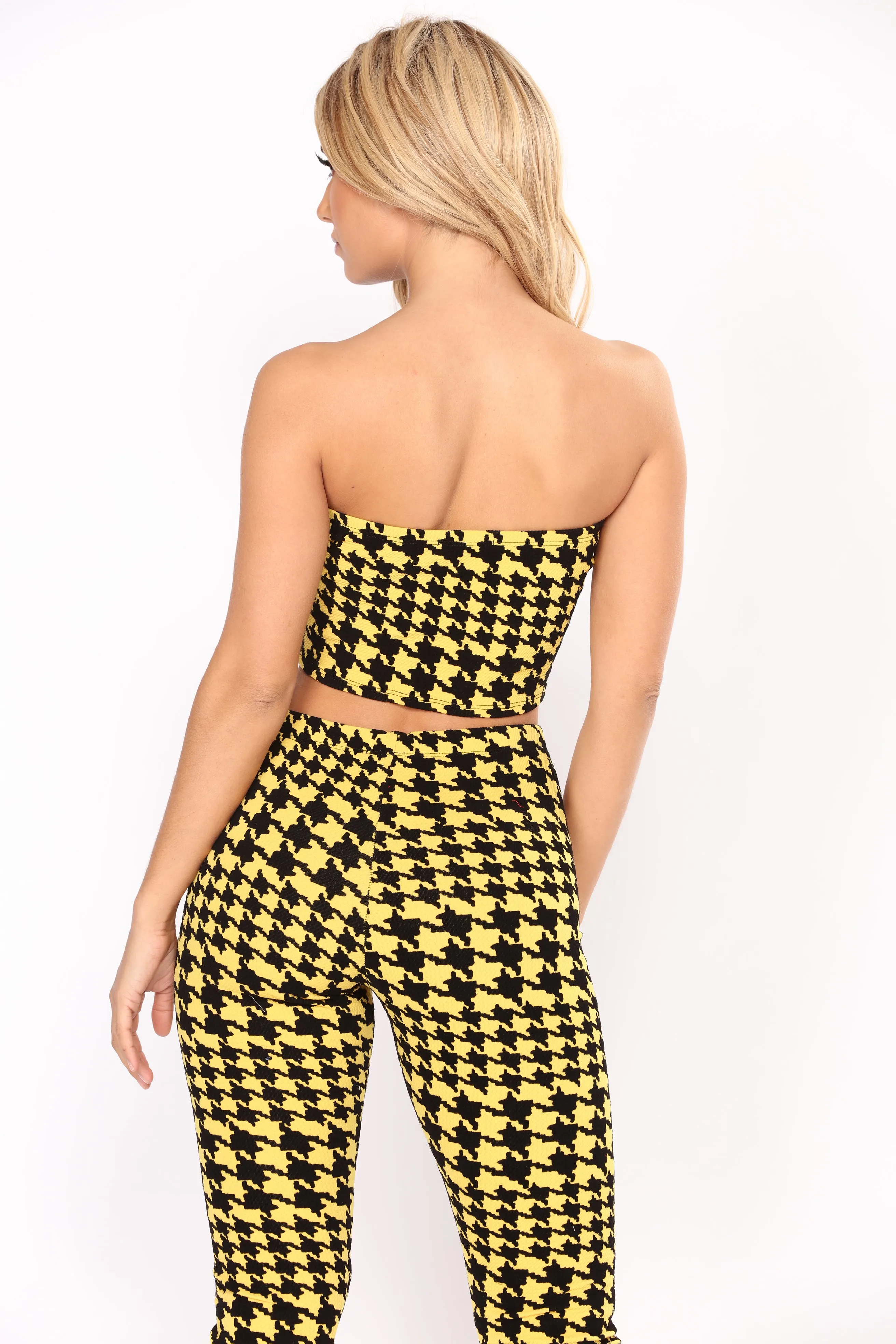 Alfie Houndstooth Pant Set - Yellow