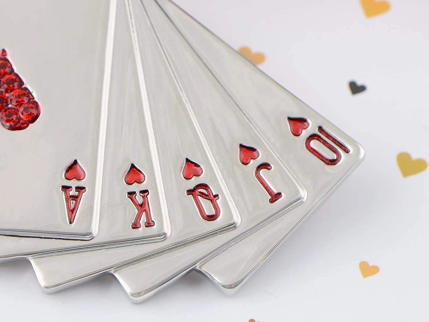 Alilang Crystal Rhinestone Royal Flush Poker Playing Hand Cards Brooch Pin