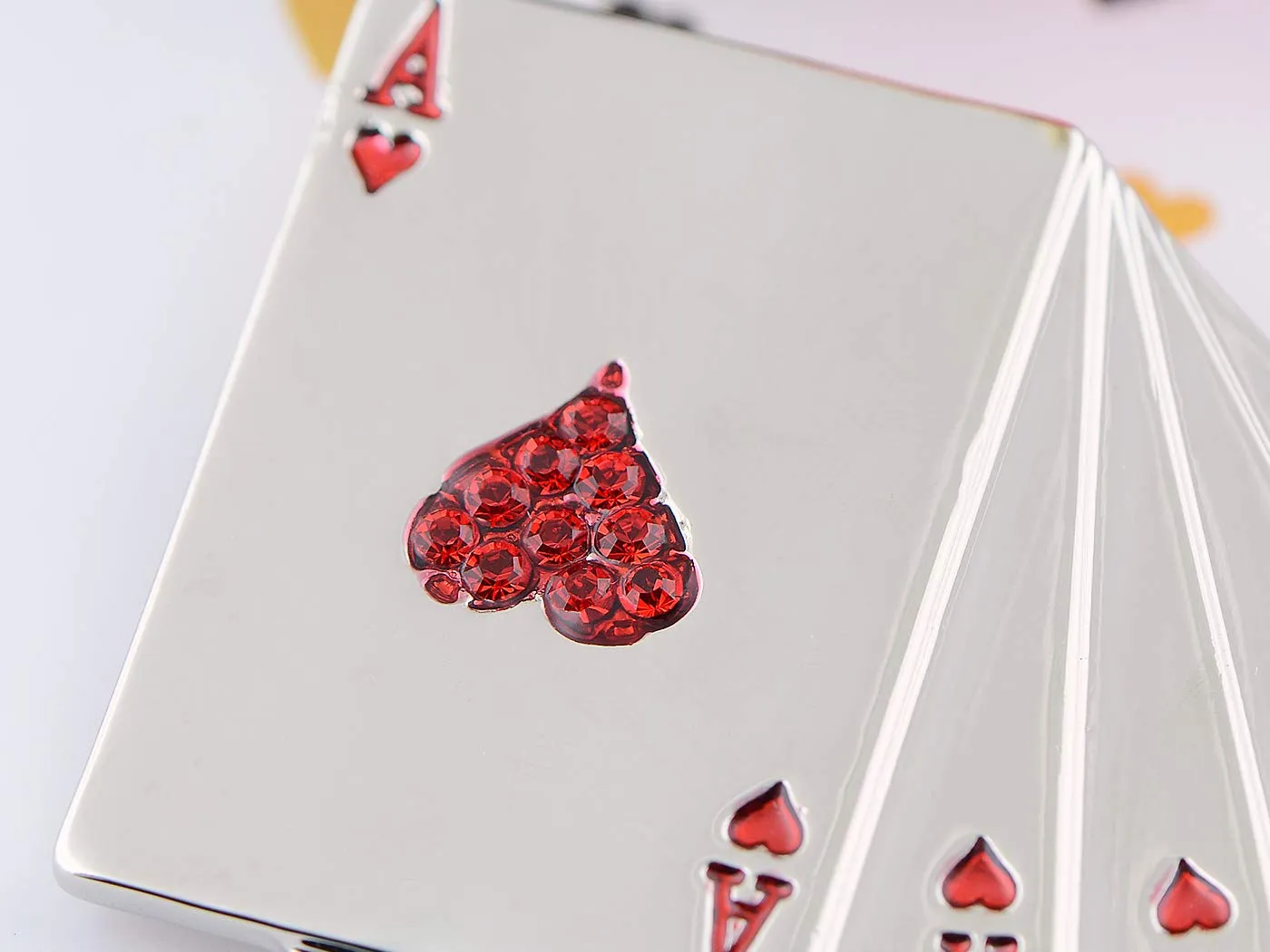 Alilang Crystal Rhinestone Royal Flush Poker Playing Hand Cards Brooch Pin
