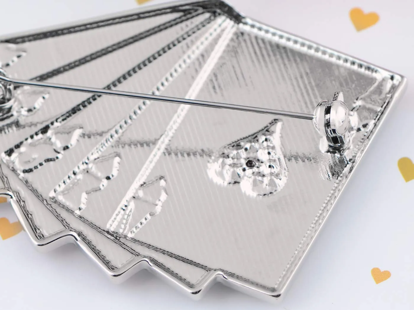 Alilang Crystal Rhinestone Royal Flush Poker Playing Hand Cards Brooch Pin