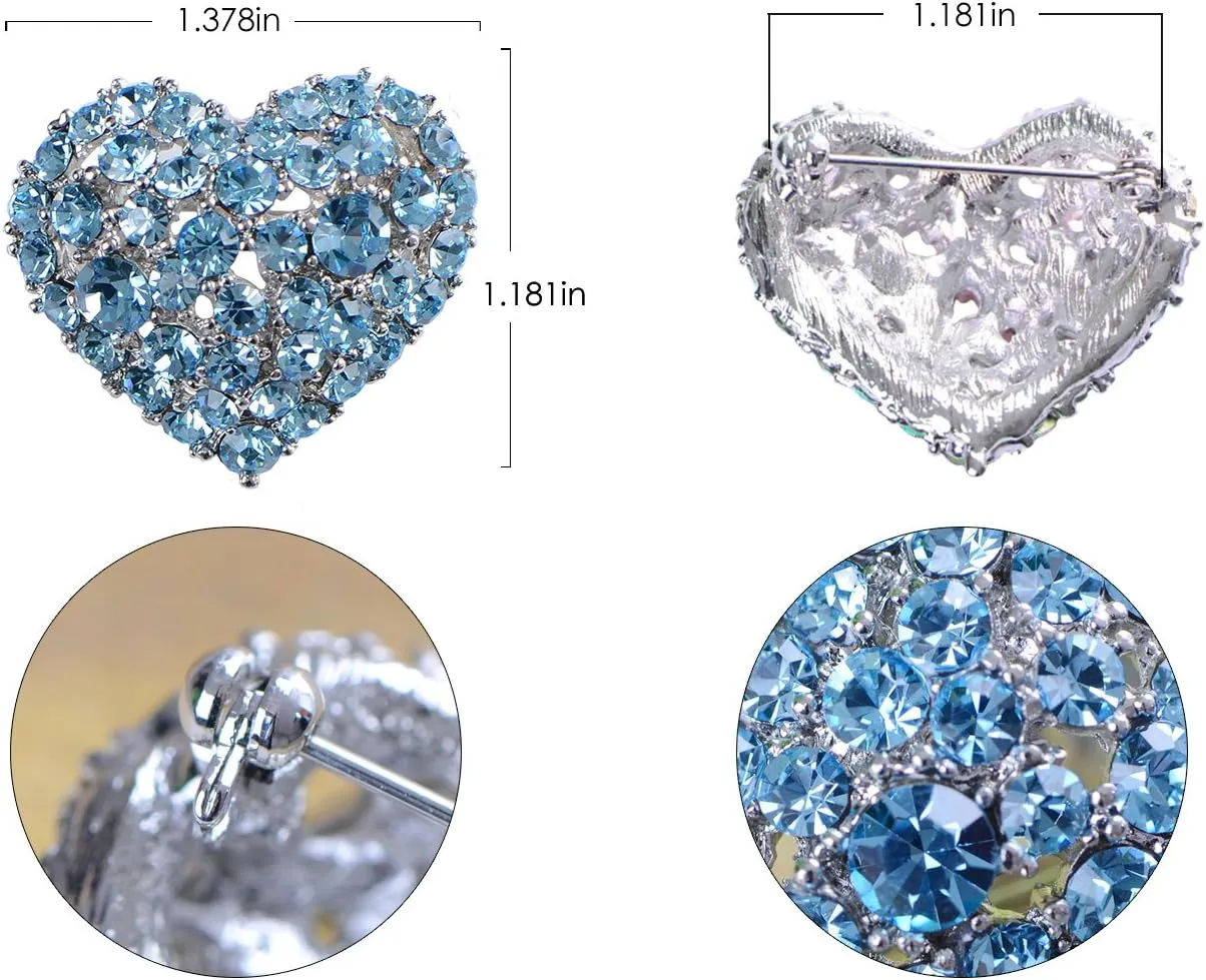 Alilang Womens Crystal Rhinestone Valentine Heart Love Brooch Pin