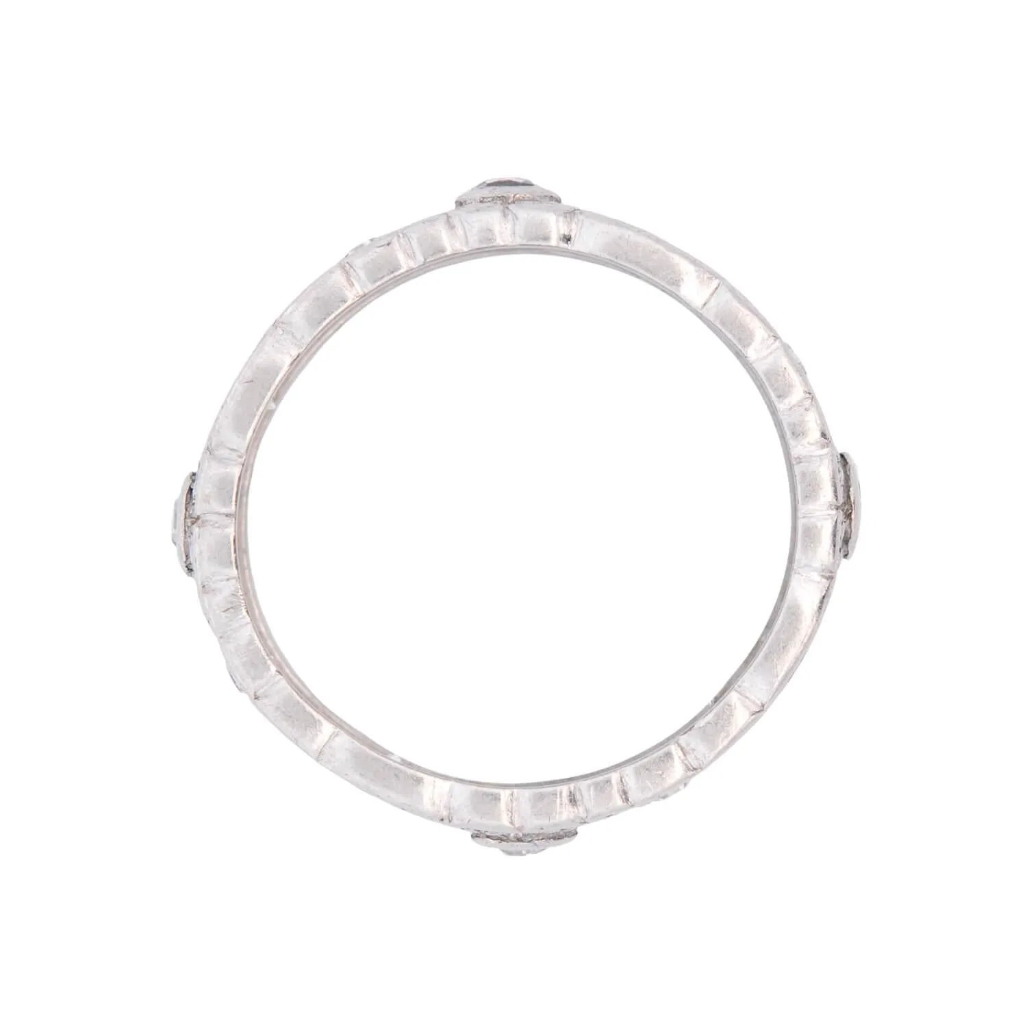 Art Deco Platinum Diamond Flower Motif Band