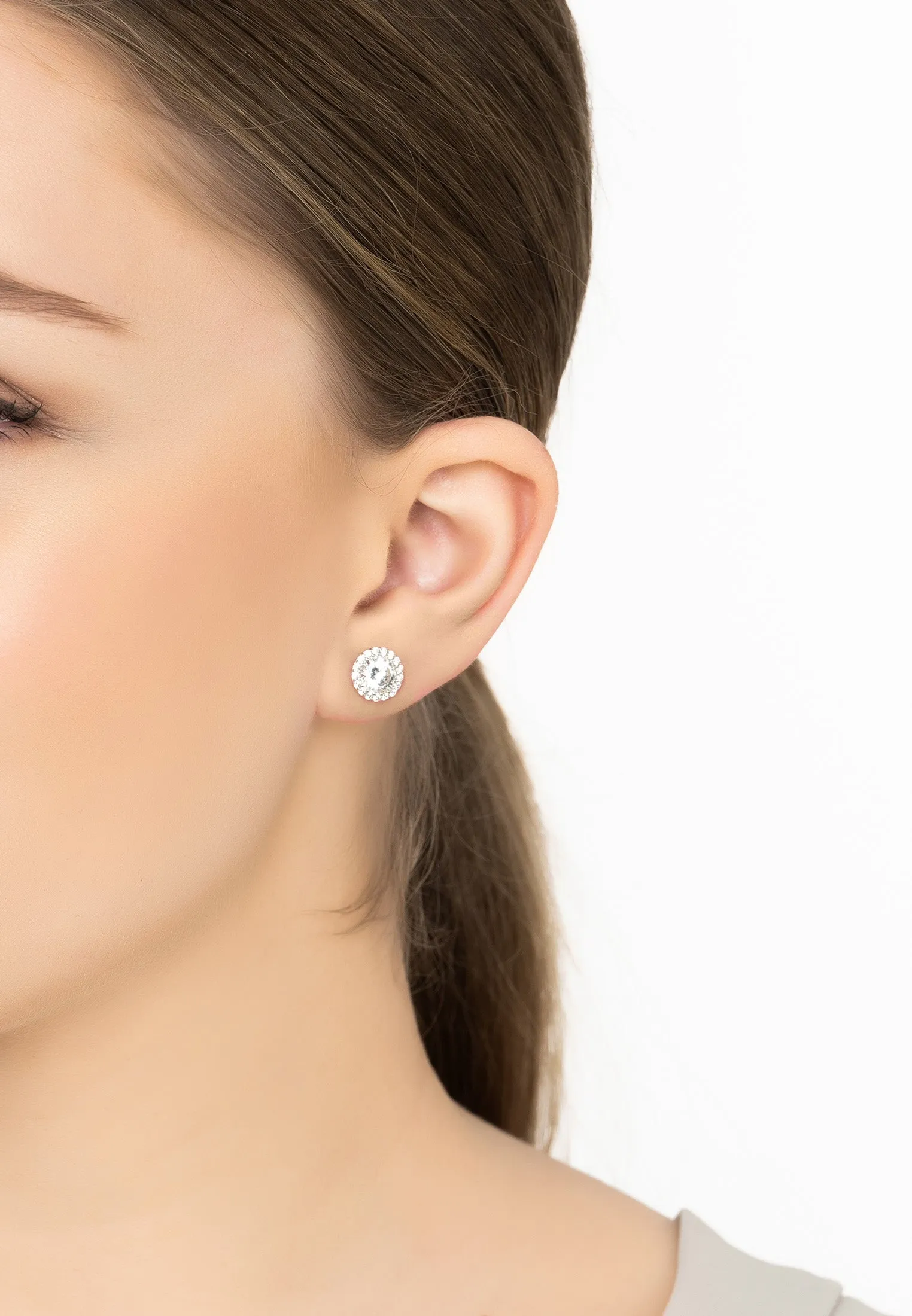 Aspen Moissanite Stud Earrings Silver