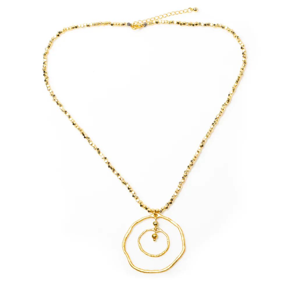 Beaten Double Ring Necklace