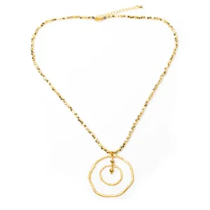Beaten Double Ring Necklace