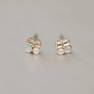 Beau- Rectangular Sparkling Halo Earrings Studs