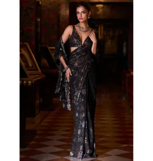 Black Multi-Coloured Sequin Sari