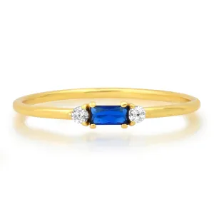 BLUE BAGUETTE RING, GOLD