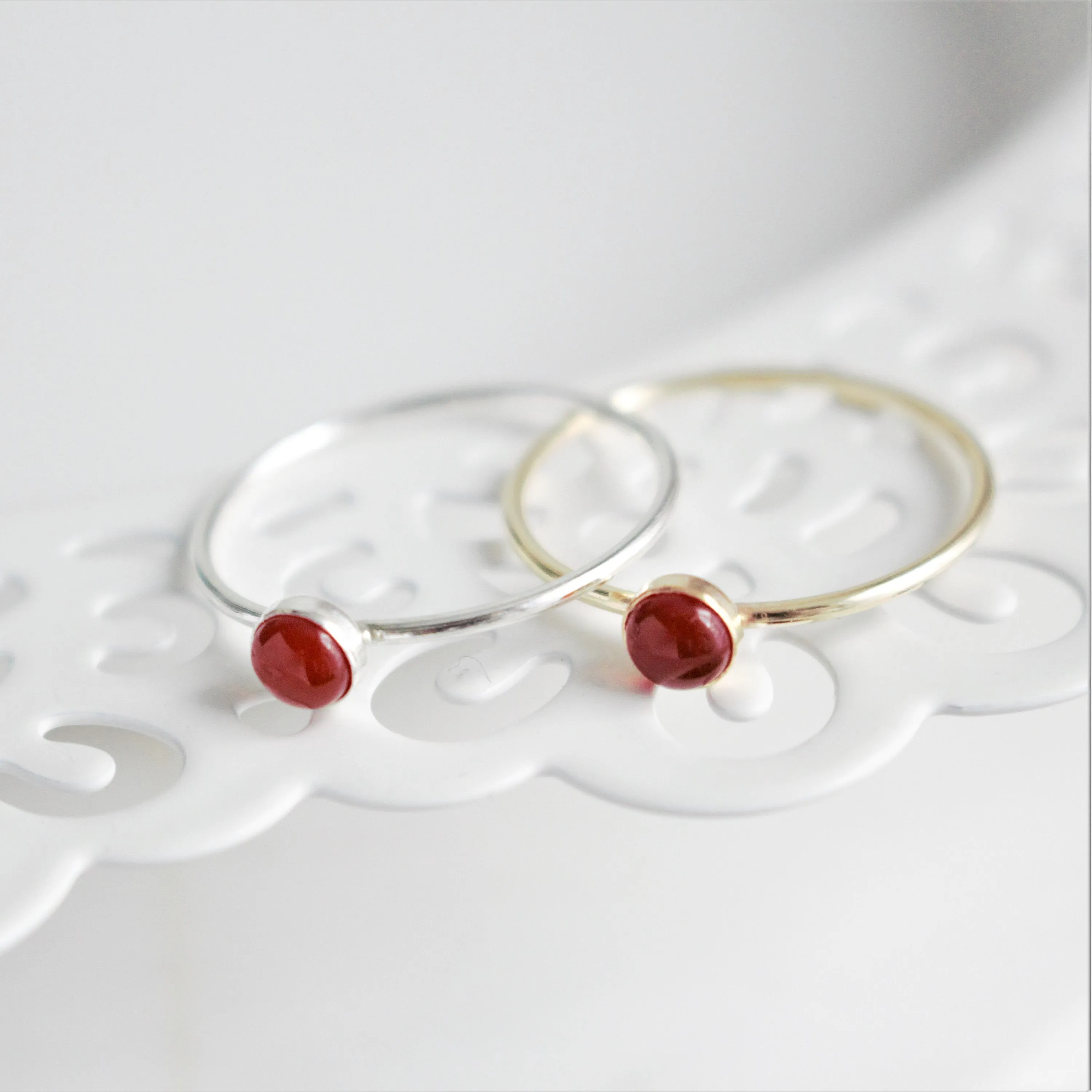 Carnelian Dainty Minimalist 4mm Ring