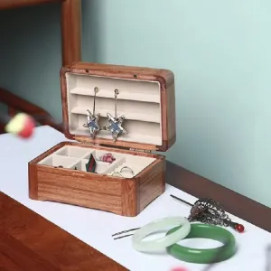 Chinese Rose Pear Solid Wood Small Jewelry Storage Box