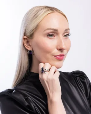 Complete Look - Purple Spider Earrings and Ring
