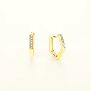 Cubic Zirconia Diamond Pentagon Huggie Earrings