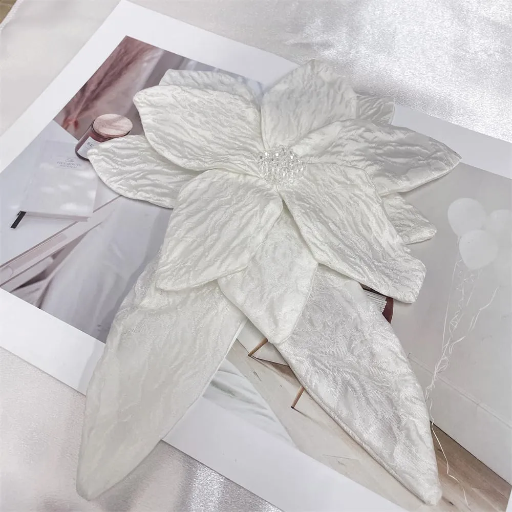 Dainty Organza Fabric Rose Flower Extra Large Big Brooches Lapel Pins Camellia Flower Oversized Brooch Pin for Women Wedding Party Dance Banquet Dress Suit Clothes Accessories Jewelry 13inch
