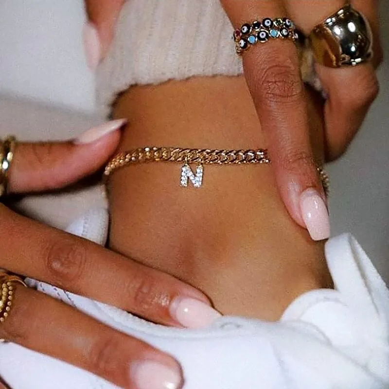 Dangle Initial Anklet