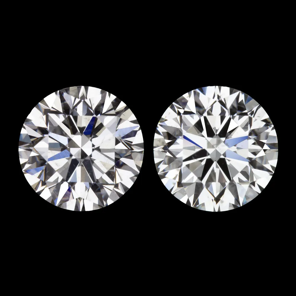 DIAMOND STUD EARRINGS 1ct GIA CERTIFIED H SI2 EXCELLENT CUT ROUND PAIR NATURAL