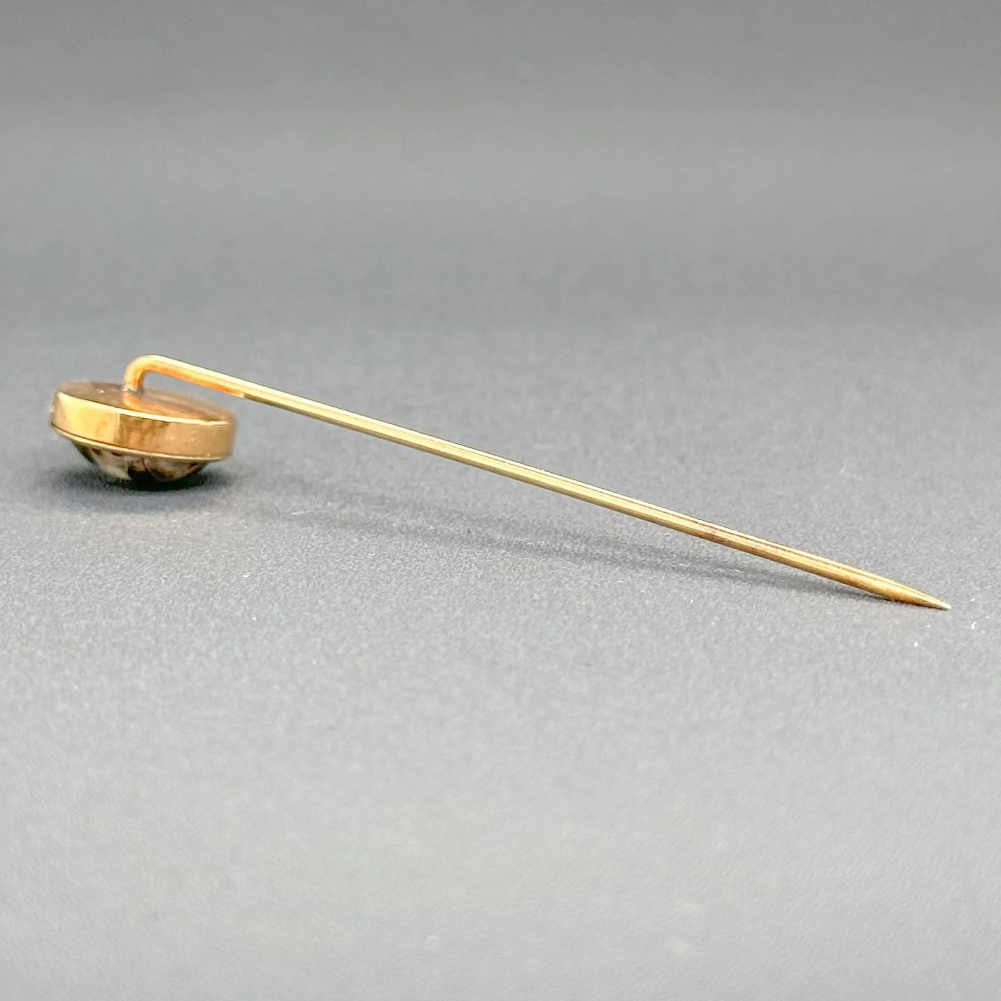 Estate 14K R Gold 3.61ct Rock Crystal Bulldog Stick Pin